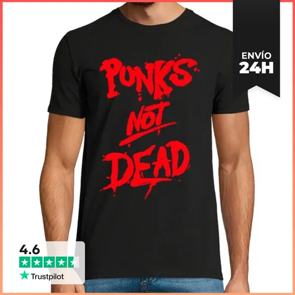 Camiseta Hombre Clásica Punks Not Dead Graffiti LaTostadora