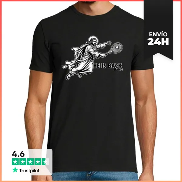 Camiseta Hombre Clásica Jesús Tenis Sátira - Él Ha Vueltomano