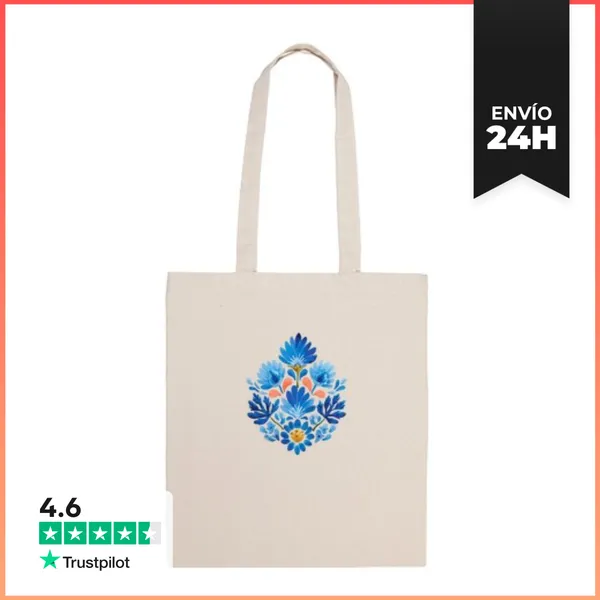 Bolsa De Tela Motivo Floral Azul Simétrico LaTostadora