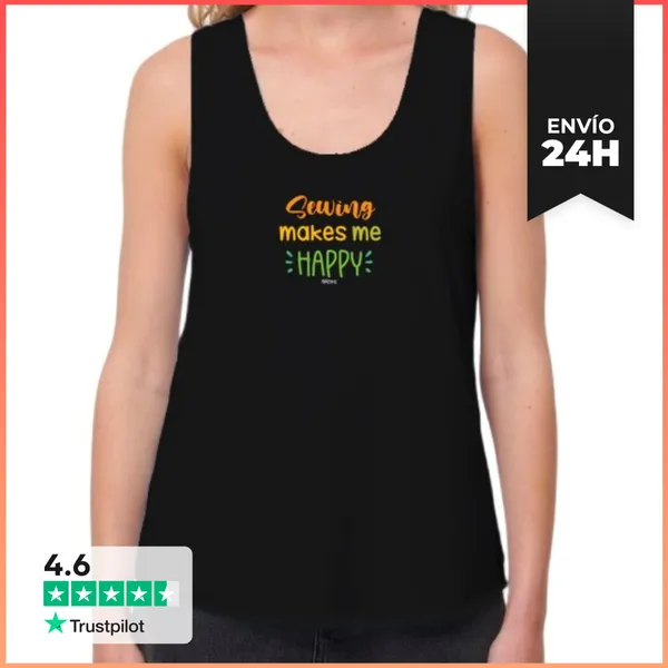 Camiseta Mujer Sin Mangas, Loose Fit Sewing Makes Me Happy