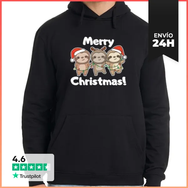 Sudadera Unisex Con Capucha Perezoso Navidad Lindos Perezosos