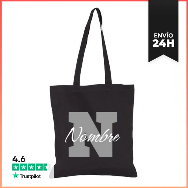 Bolsa De Tela Tote Bag Personalizada - Nombre Y Inicial
