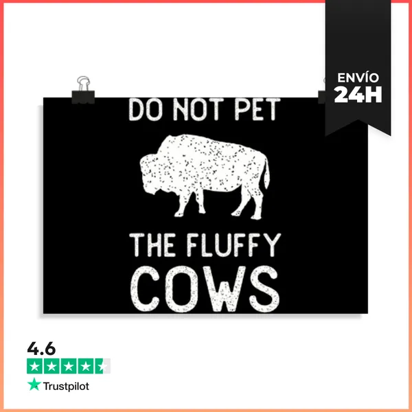 Póster Horizontal No Acaricies A Las Vacas Esponjosas Vintage