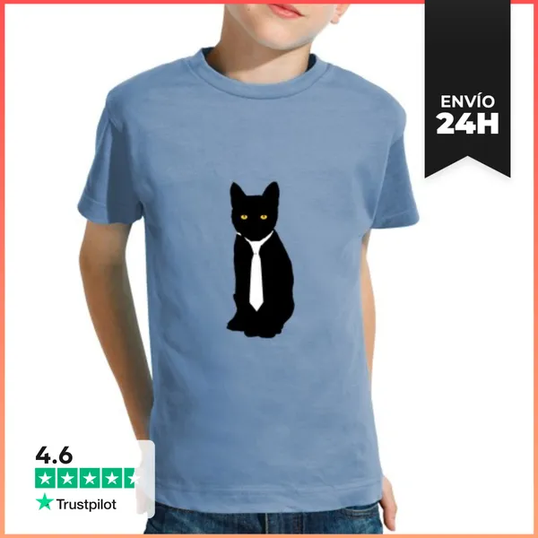 Camiseta Clásica Para Niños Gato De Oficina LaTostadora
