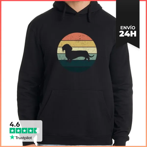 Sudadera Unisex Con Capucha Perros Salchicha Retro Teckel