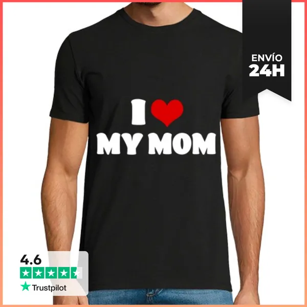 Camiseta Hombre Clásica Amo A Mi Mamá Día De Las Madres Yo
