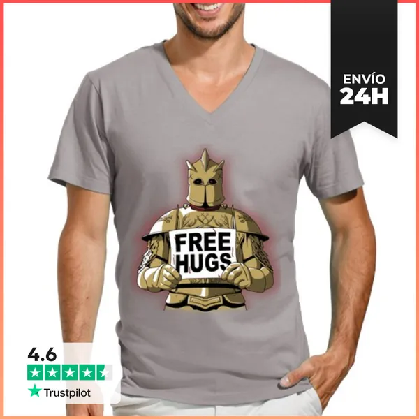 Camiseta Hombre, Cuello Pico Abrazos Gratis Por La Montaña