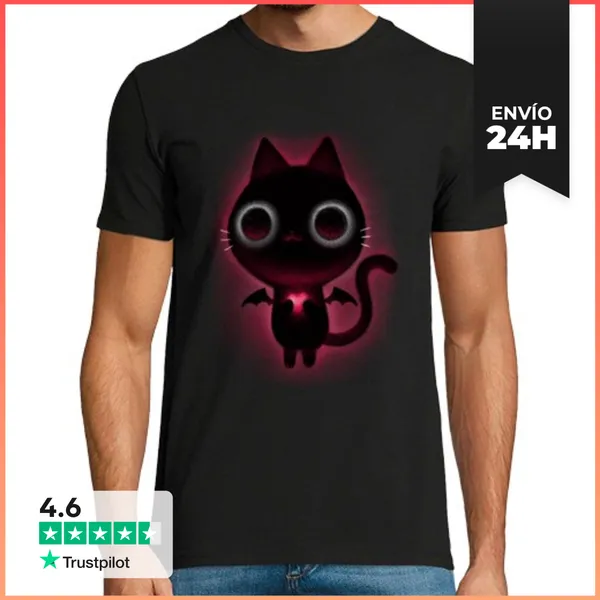 Camiseta Hombre Clásica Cute Devil Cat - Evil-hearted LaTostadora