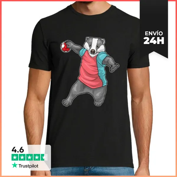 Camiseta Hombre Clásica Jugador De Balonmano Tejón Balonmano