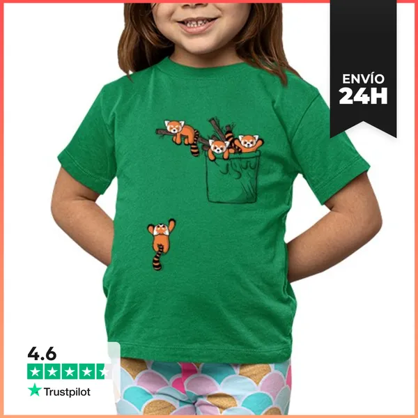 Camiseta Clásica Para Niños Pocket Red Panda Bears LaTostadora