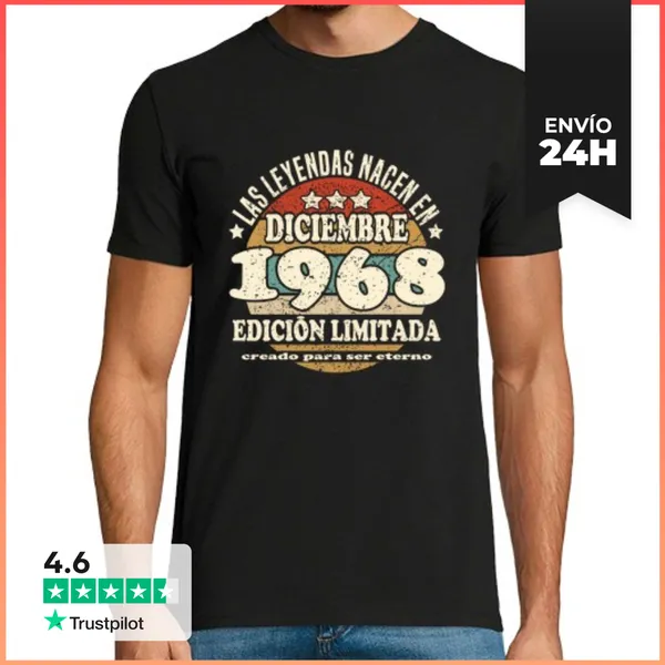 Camiseta Hombre Clásica Las Leyendas Nacen En Diciembre 1968