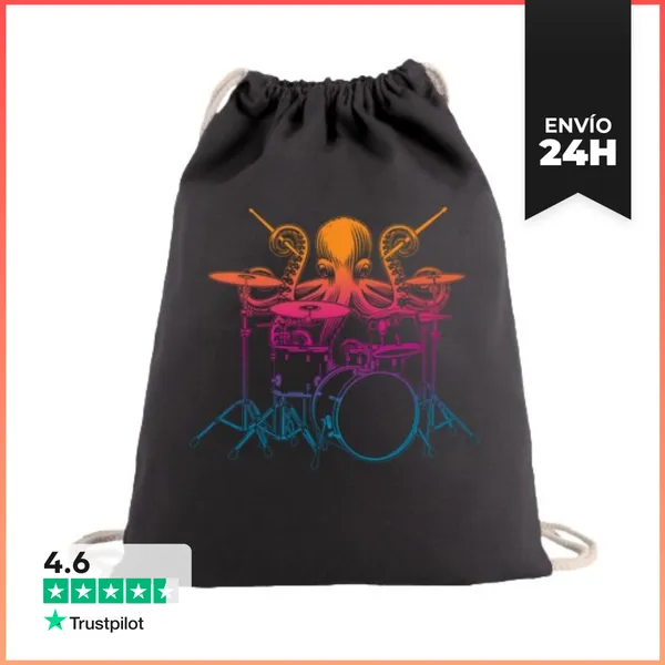 Mochila Saco Con Cuerdas Pulpo Bateria LaTostadora