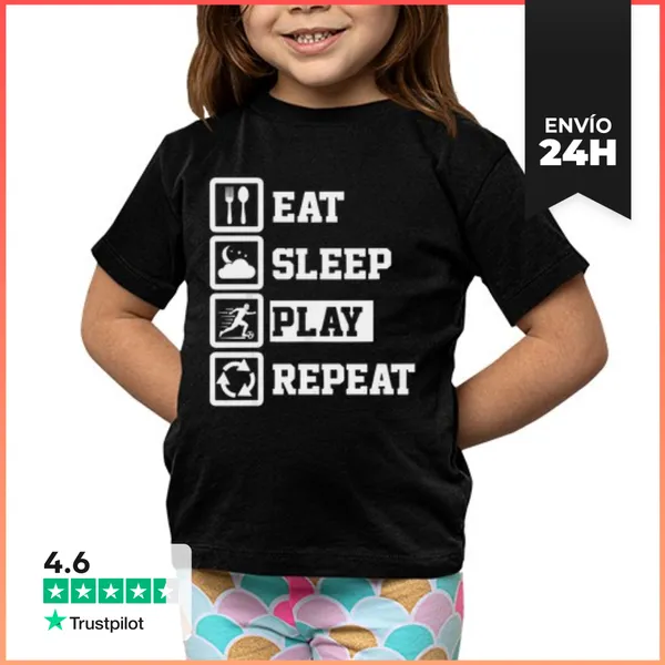 Camiseta Clásica Para Niños Comer Dormir Jugar Al Fútbol Repetir