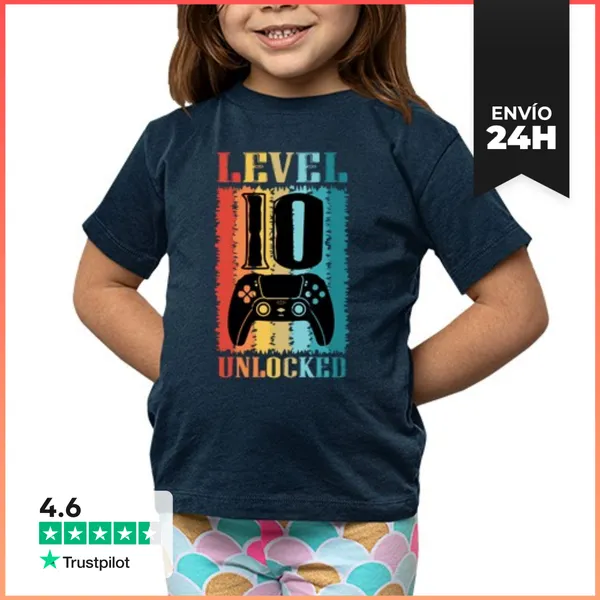 Camiseta Clásica Para Niños Nivel 10 Desbloqueado - Camiseta
