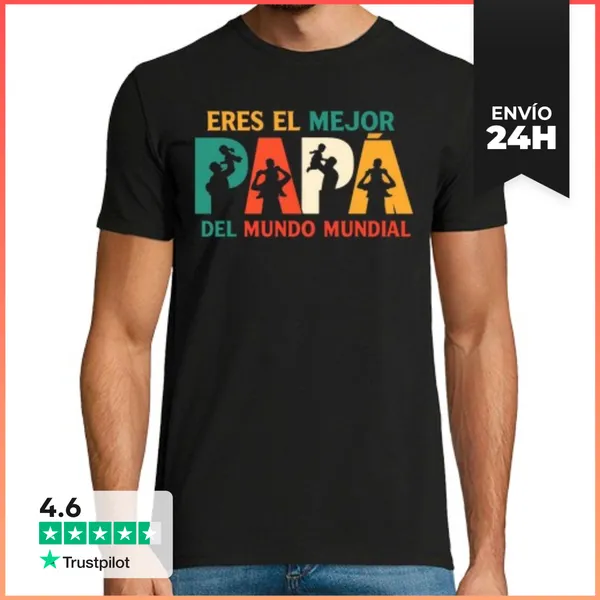 Camiseta Hombre Clásica Eres El Mejor Papá Del Mundo Mundial