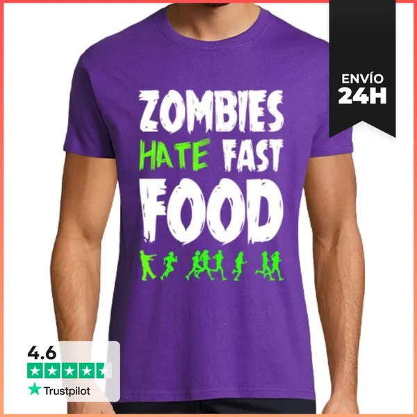 Camiseta Hombre Clásica Zombies Hate Fast Food LaTostadora