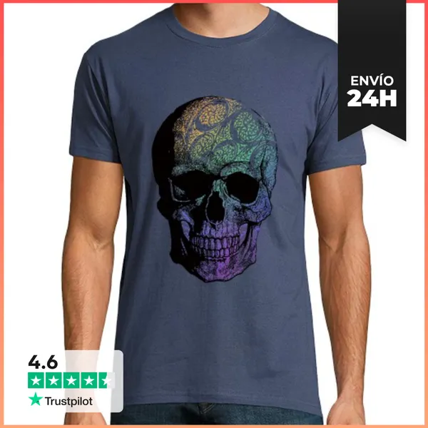 Camiseta Hombre Clásica Cráneo Decorativo LaTostadora