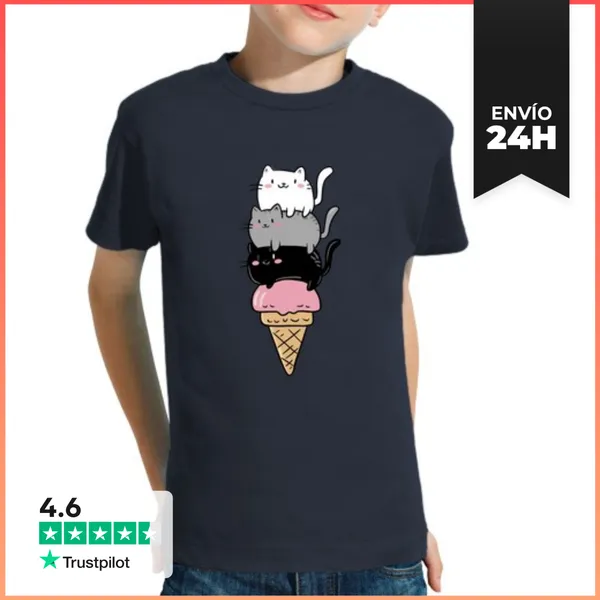 Camiseta Clásica Para Niños Cono De Helado De Gato LaTostadora