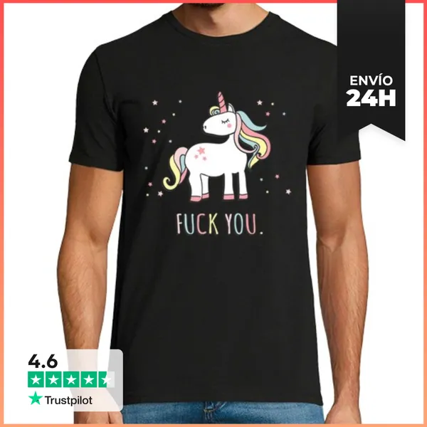 Camiseta Hombre Clásica Camiseta Fuck You Unicorn LaTostadora