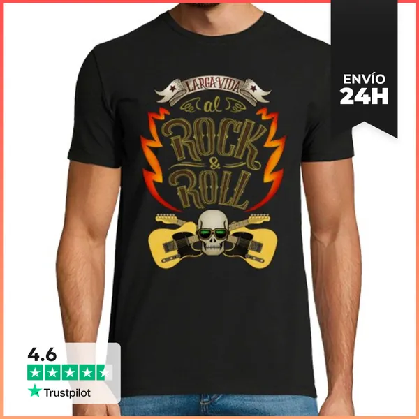 Camiseta Hombre Clásica Larga Vida Al Rock And Roll LaTostadora