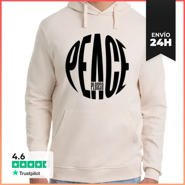 Sudadera Unisex Con Capucha PEACE, PLEASE BLACK LaTostadora