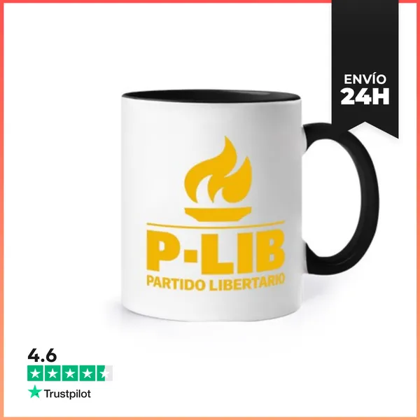 Taza De Colores Logo Partido Libertario Dorado LaTostadora