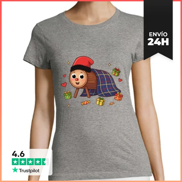 Camiseta Mujer Clásica Caga Tió De Nadal LaTostadora