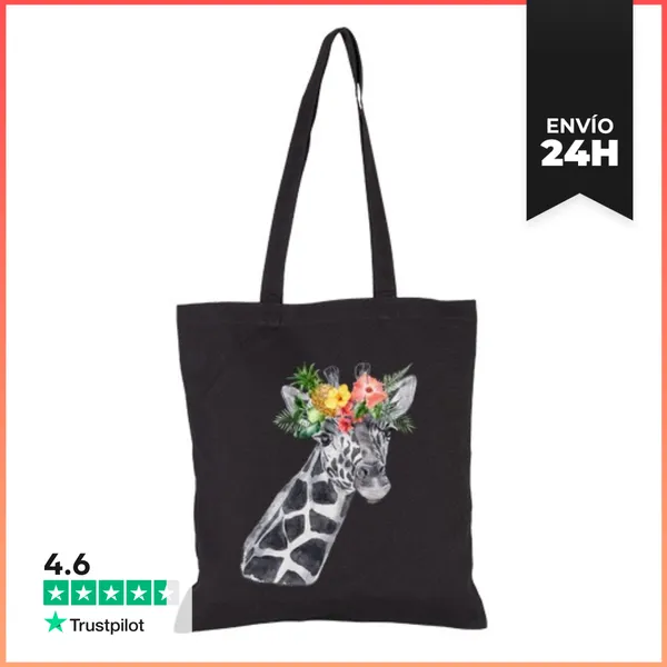 Bolsa De Tela Jirafa Con Flores Totebag LaTostadora