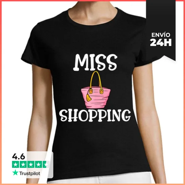 Camiseta Mujer Clásica Compras Tienda Festiva Femenina Tienda