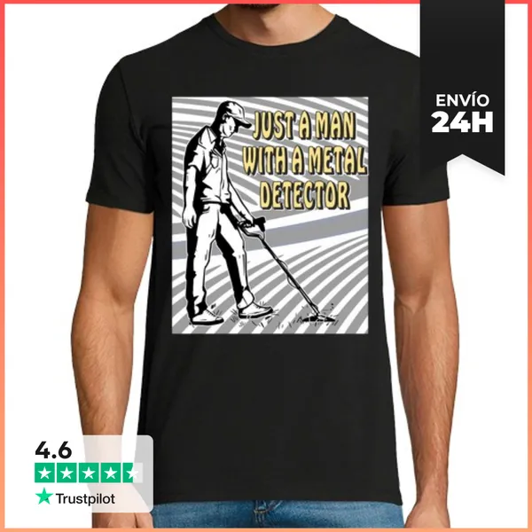 Camiseta Hombre Clásica Solo Un Hombre Con Un Detector De Metal