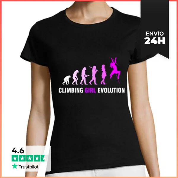 Camiseta Mujer Clásica Evolución Chica Escaladora - Escalada Y