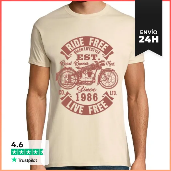Camiseta Hombre Clásica Motero Desde 1986 LaTostadora