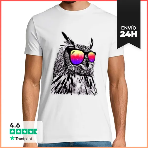 Camiseta Hombre Clásica Búho Fresco LaTostadora