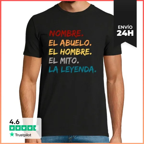Camiseta Hombre Clásica Nombre Abuelo Hombre Mito Leyenda