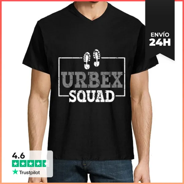 Camiseta Hombre, Cuello Pico Escuadrón Urbex Explorador Urbano