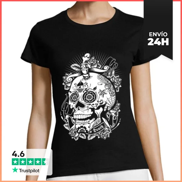 Camiseta Mujer Clásica Sugar Skull Of Death LaTostadora
