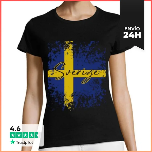 Camiseta Mujer Clásica Suecia Bandera, Amo Suecia LaTostadora