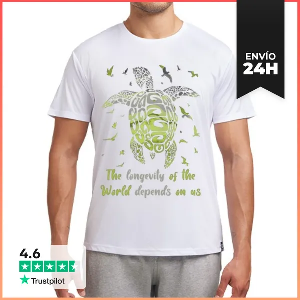 Camiseta Deportiva Hombre El Mundo Depende De Nosotros Green