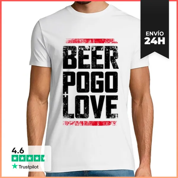 Camiseta Hombre Clásica Beer, Pogo & Love White Dirt LaTostadora