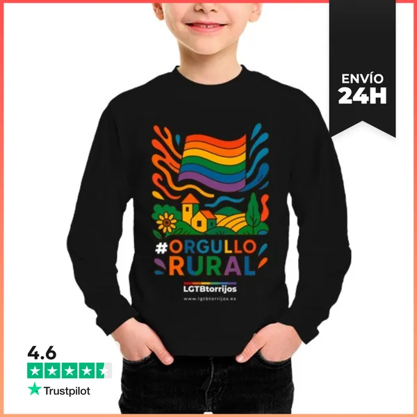 Camiseta Manga Larga Para Niños Orgullo Rural LGTBtorrijos Blanco