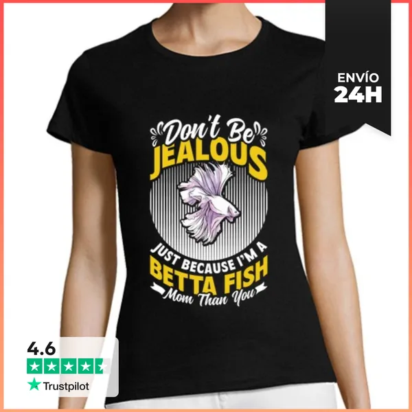Camiseta Mujer Clásica Mamá Pez Luchador Siames Acuariista Pez