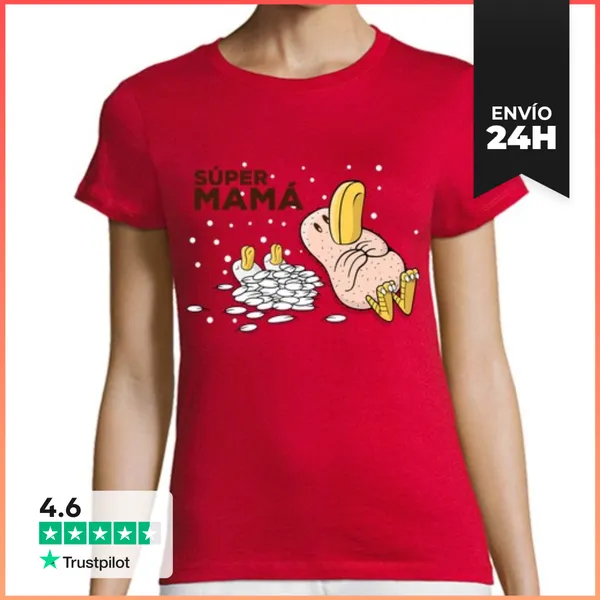 Camiseta Mujer Clásica Pollo Y Pollitos Súper Mamá - Día De La