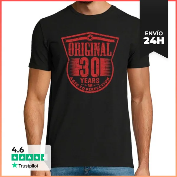 Camiseta Hombre Clásica 30 Años Originales Envejecidos A La