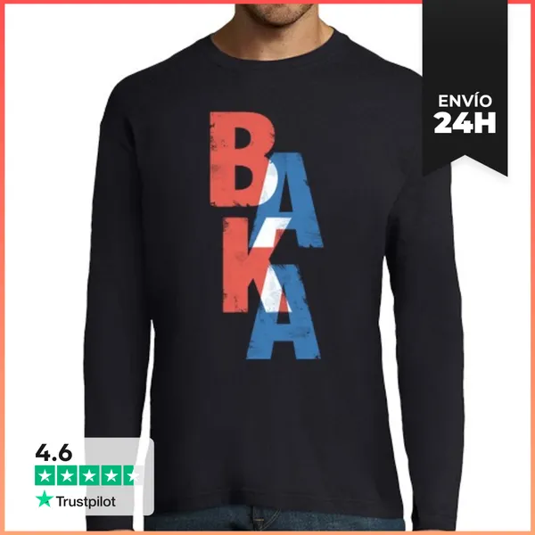 Camiseta Hombre Manga Larga Baka Palabra Japonesa LaTostadora