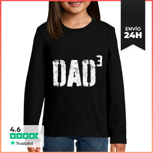 Camiseta Manga Larga Para Niños Papá Cúbico Papá De Tres Día Del