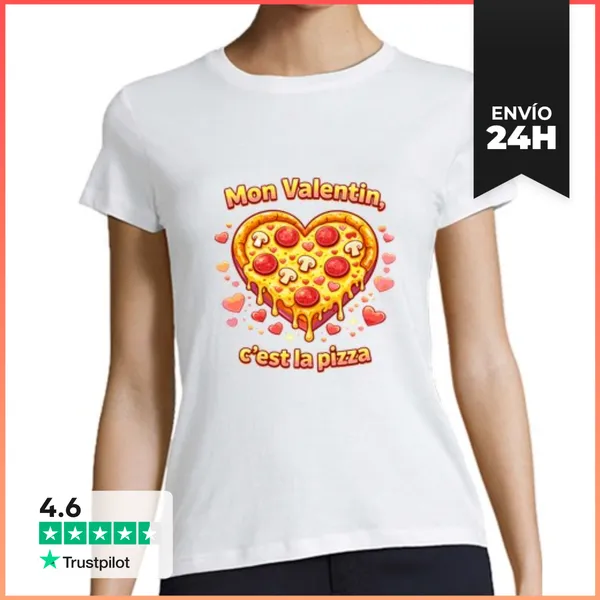 Camiseta Mujer Clásica Mi Valentin Es La Camiseta De Pizza