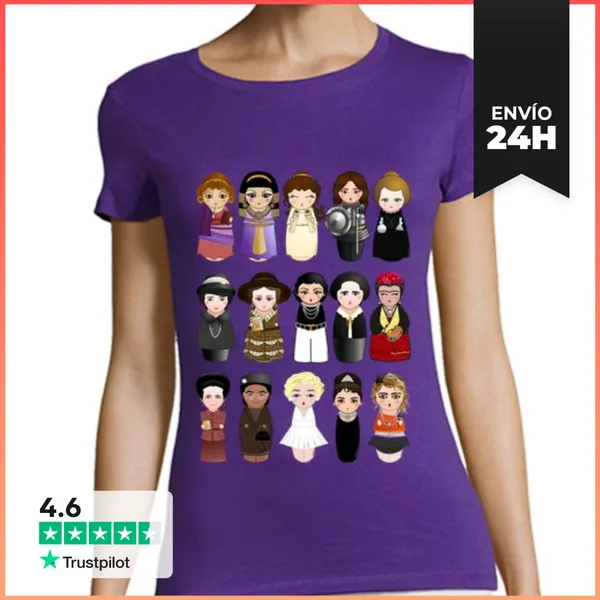 Camiseta Mujer Clásica Kokeshis Mujeres En La Historia 2.0