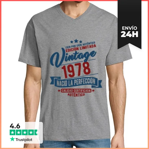 Camiseta Hombre, Cuello Pico 1978 Nació La Perfección LaTostadora