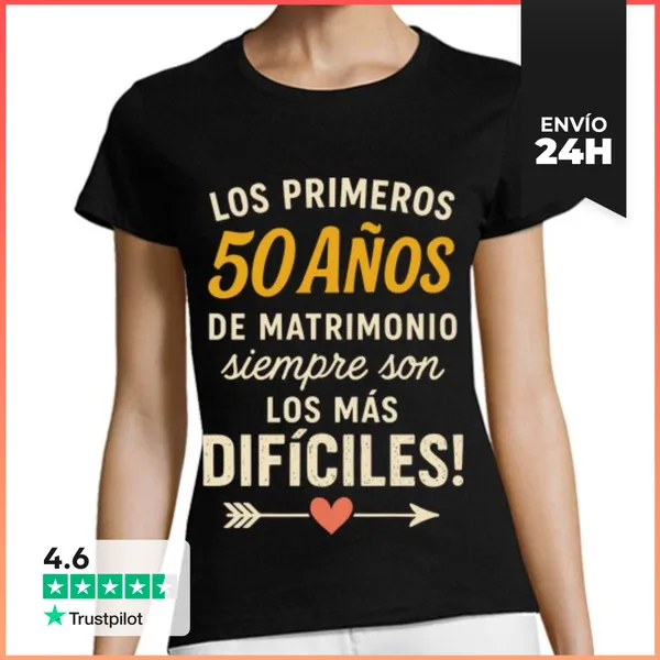 Camiseta Mujer Clásica Matrimonio 50 Años Dificil Bodas De Oro
