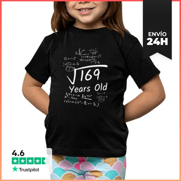 Camiseta Clásica Para Niños Cumpleaños 13 Raíz Cuadrada De 169